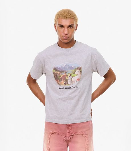 Carne Bollente Sounds Straight, I'm Out T-Shirt Melange Grey