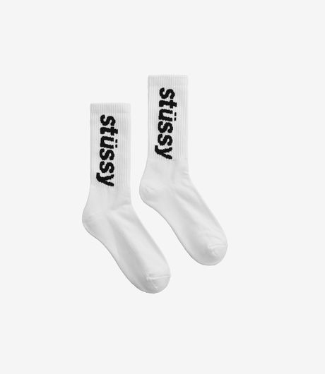 Stussy Helvetica Crew Socks White/Black