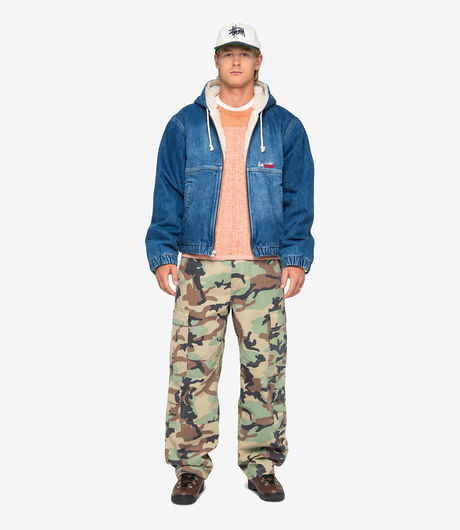 Stussy Denim Sherpa Work Jacket Washed Blue