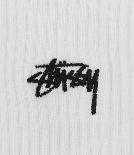 Stussy Small Stock Crew Socks White