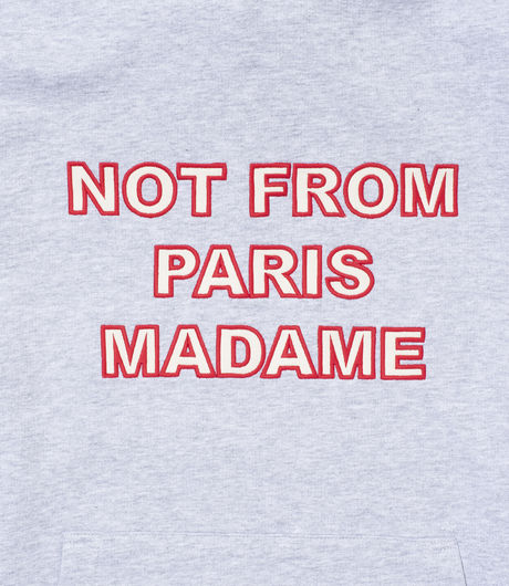 Drôle de Monsieur Not from Paris Madame Embroidered Hoodie Grey
