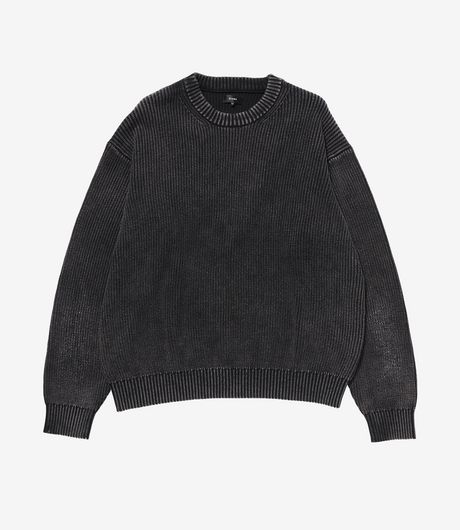 BEAMS 7G Snow Wash Crew Neck Knit Black