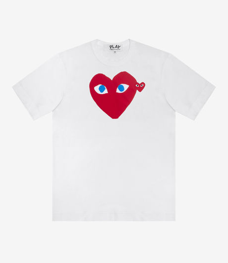 Comme des Garçons Play Double Heart Logo Tee White/Red/Blue
