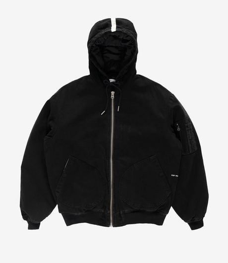 POP Trading Company Hooded Flight Jacket Black