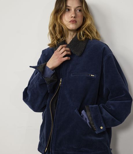 BEAMS Corduroy Boa Zip Blouson Navy