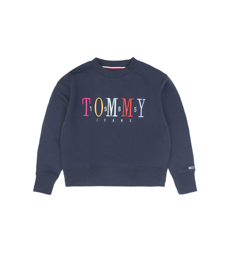 Tommy Jeans Woman Multicolor Embroidery Crew Black Iris