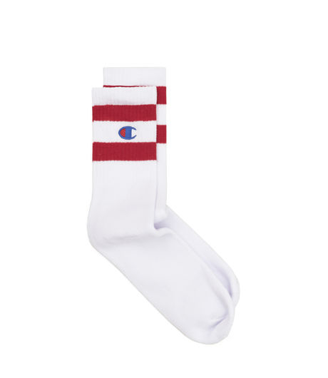 Champion Logo Socks White/Red Stripe
