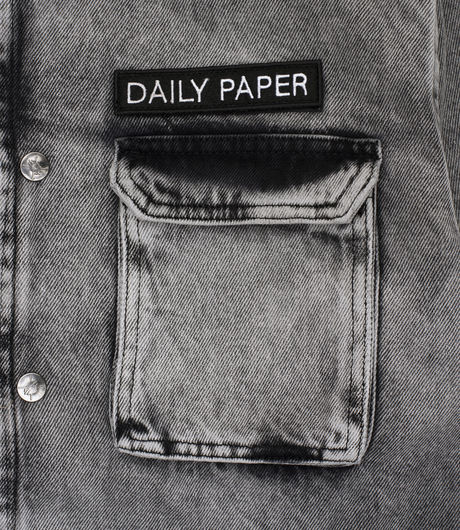 Daily Paper Cargo Coach Jacket Acid Denim Black