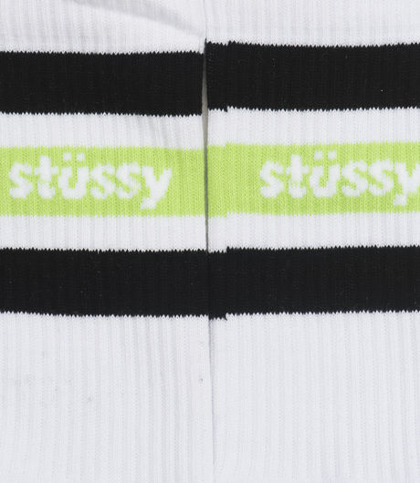 Stussy Stripe Crew Socks White