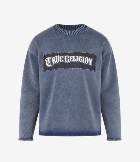 True Religion Denim Applique Sweater Honest Indigo