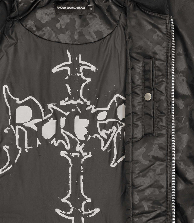 Shop Racer Worldwide Camo Bomber Jacket Black at itk online