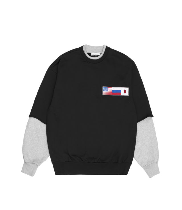 Shop Gosha Rubchinskiy Double Sleeve Flag Sweatshirt Black at itk online store