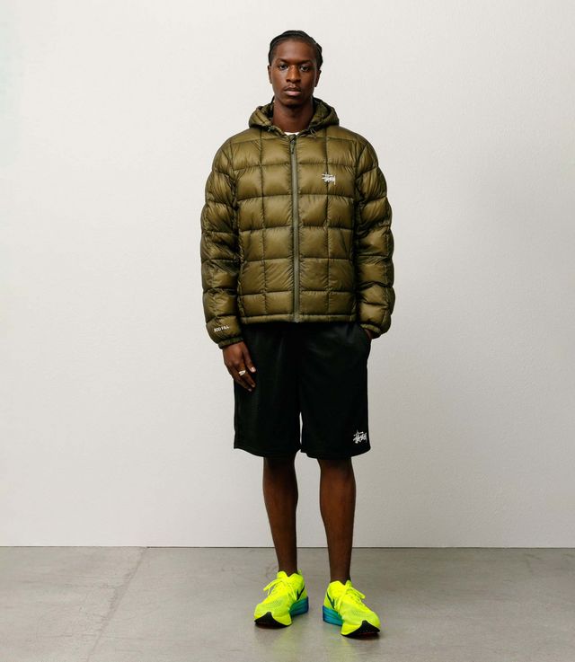 Shop Stussy Midweight Hooded Puffer Olive at itk online store
