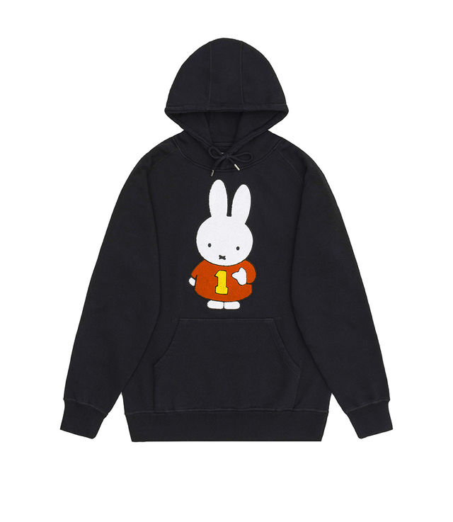 Shop Pop Trading Company x Miffy Chenille Hooded Sweat Black at