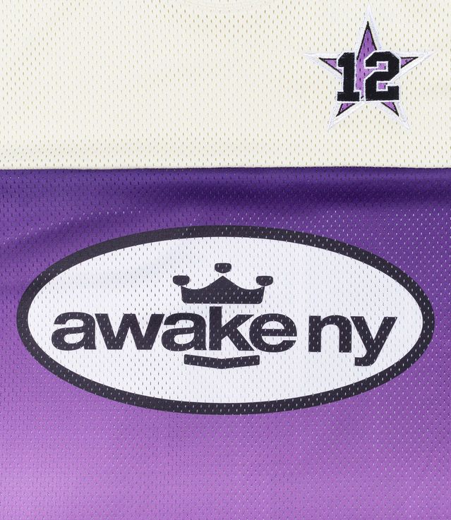 Shop Awake Ny King Logo Short Sleeve Jersey Cream/Purple at itk