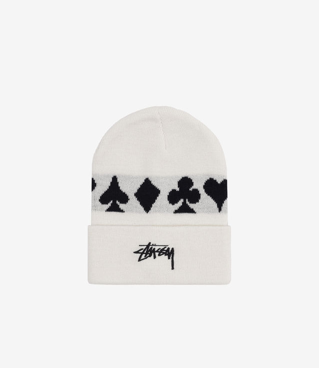 Shop Stussy Full Suit Jacquard Cuff Beanie White at itk online store