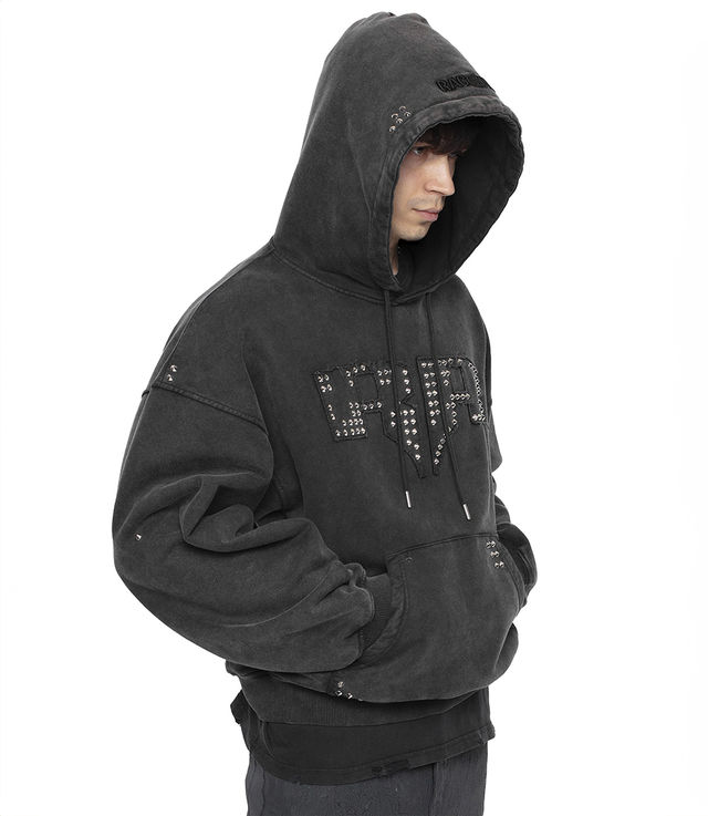 【Raucohouse】Factory racing pigment washed hoodie Oversize Race Hoodie used rose/white – NINEYARD