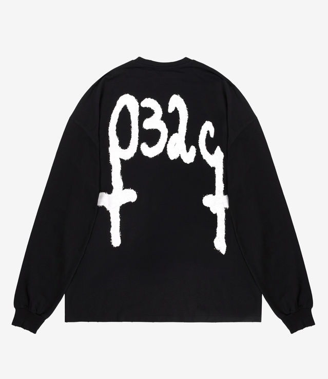 【032C】SEOUL OVERSIZED LONGSLEEVE WASHED BLACK OFFICE FRUIT