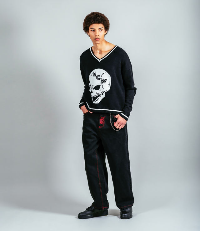 Shop Heaven Can Wait Skull Jeans Black/Red at itk online store