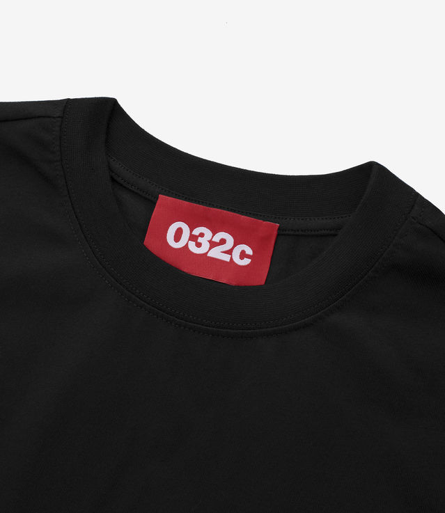 【関税込み】032c ブラック Taped Tシャツ 032c Taped Tee Black Cotton T-shirt With Chest Logo - Taped