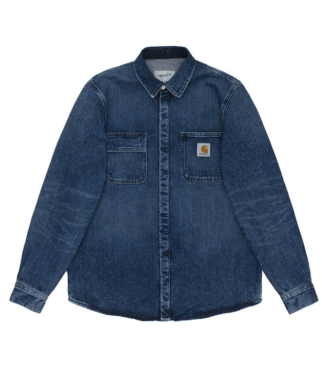 Shop Carhartt WIP Salinac Shirt Jac 'Maitland' Denim Blue Mid Worn Wash ...