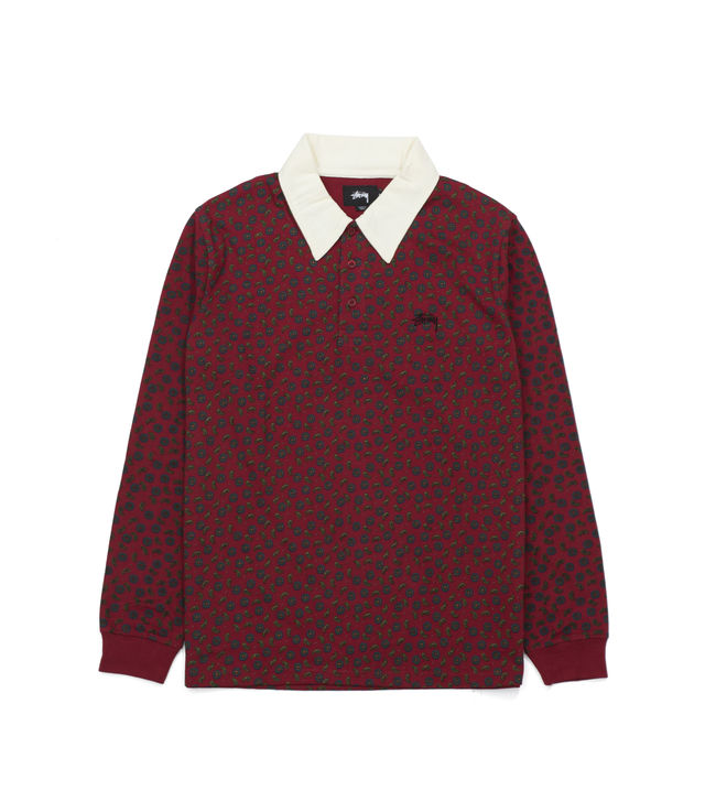 Shop Stussy Zip Paisley Rugby Cardinal at itk online store