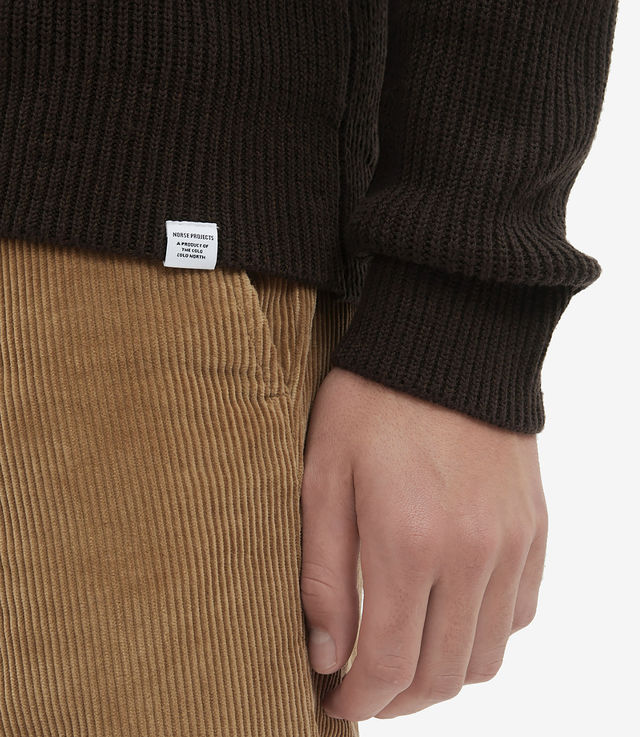 Shop Norse Projects Hagen Wool Cotton Rib Full Zip Jacket Espresso at