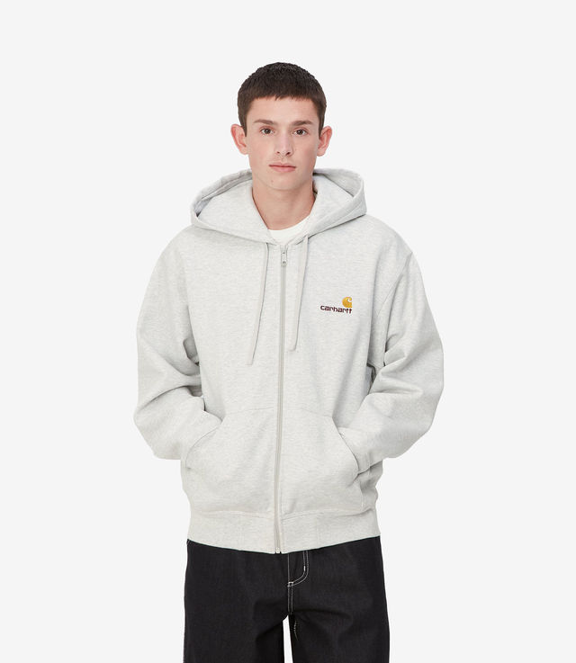 Shop Carhartt WIP Hooded American Script Jacket Ash Heather