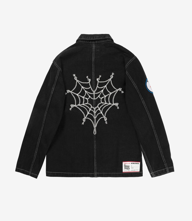 Shop Devá States Denim Chore Jacket Screws Washed Black at itk online store
