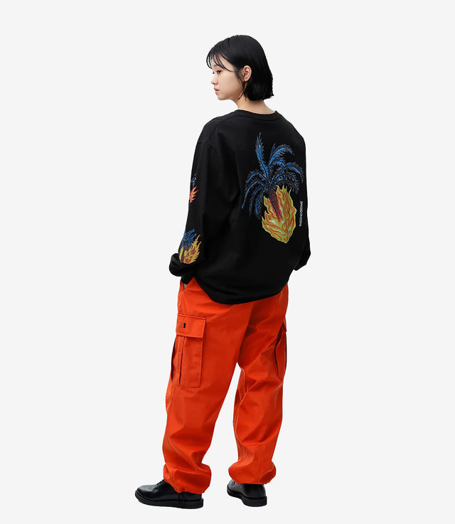 Tシャツ・カットソー thisisneverthat Burning Palm Tree L/S Tee 4XK496 Burning Palm Tree L/S Tee - thisisneverthat®