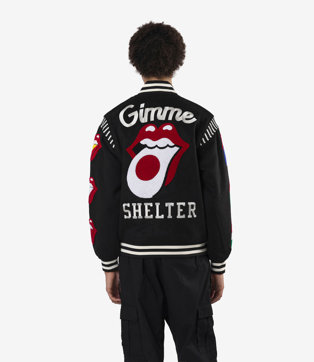 SMILY MARKET ROLLING STONES ジャケット Market MKT Rolling Stones World Flag Bomber Varsity Jacket