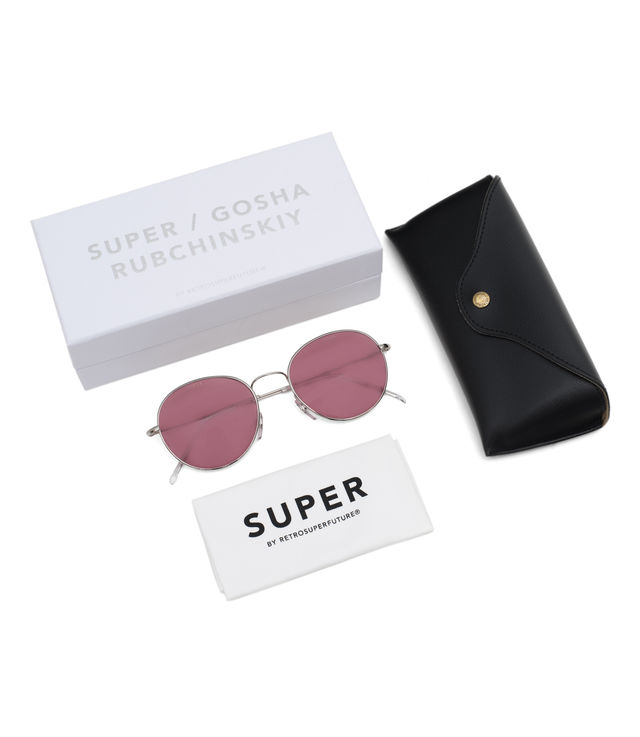 Shop Gosha Rubchinskiy x RETROSUPERFUTURE Wire Sunglasses Pink at Shop Gosha Rubchinskiy x RETROSUPERFUTURE Wire Sunglasses Pink at