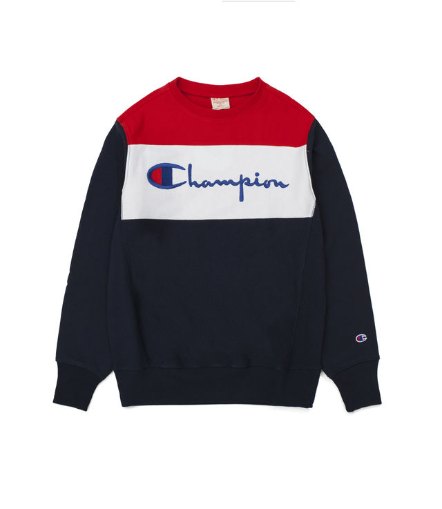 Shop Champion Crewneck Sweatshirt Tricolor Navy/White/Red at itk online ...