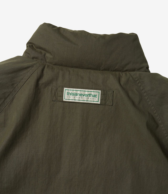 Shop Thisisneverthat Multi Pocket Down Jacket Olive Brown at Shop Thisisneverthat Multi Pocket Down Jacket Olive Brown at