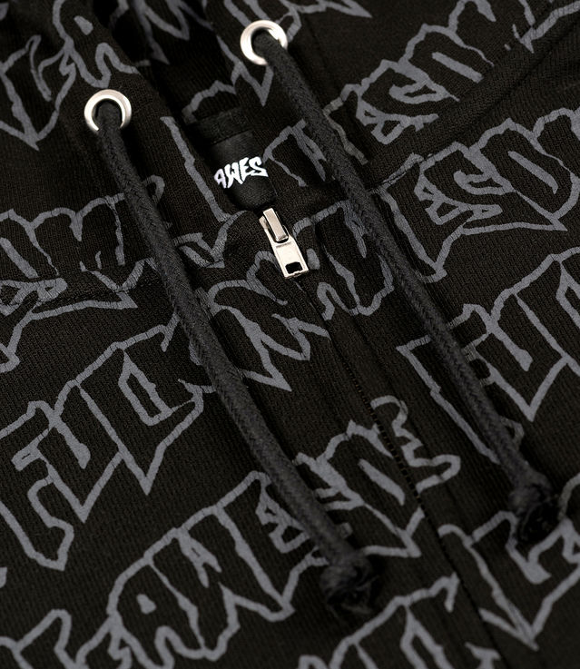 Shop Fucking Awesome AOP Stamp Zipped Hoodie Black