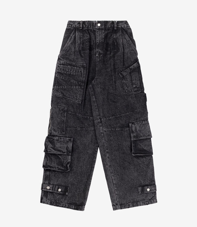 Shop Heaven Can Wait Denim Cargo Pants Grey Wash at itk online store