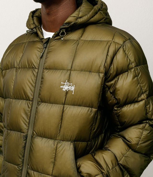 Shop Stussy Midweight Hooded Puffer Olive at itk online store