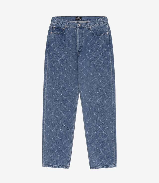 Shop Patta Laser Printed Denim Pants Light Blue at itk