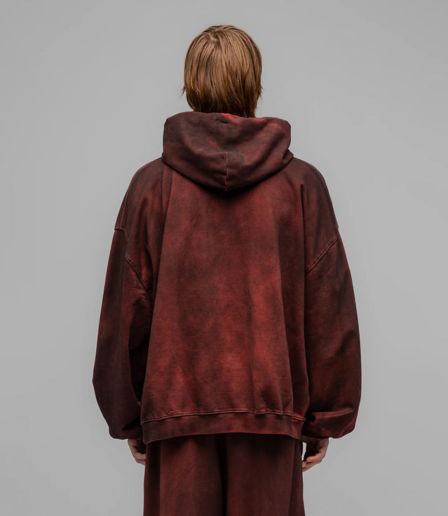 ★032c★ U ICARUS WITH NO SUN BUBBLE HOODIE STAINED RED ICAR ICARUS WITH NO SUN