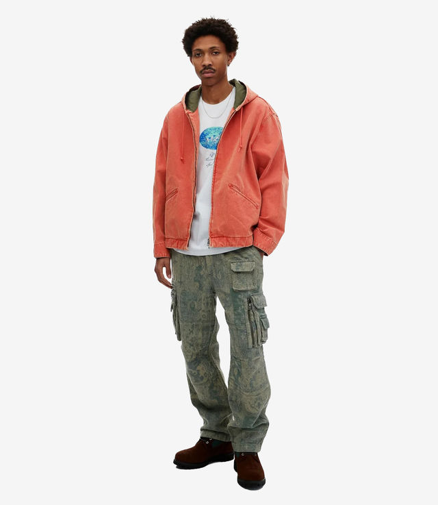 さらに100円引き◆thisisneverthat◆Washed Carpenter Jacket thisisneverthat Washed Carpenter Hooded Jacket | olive drab