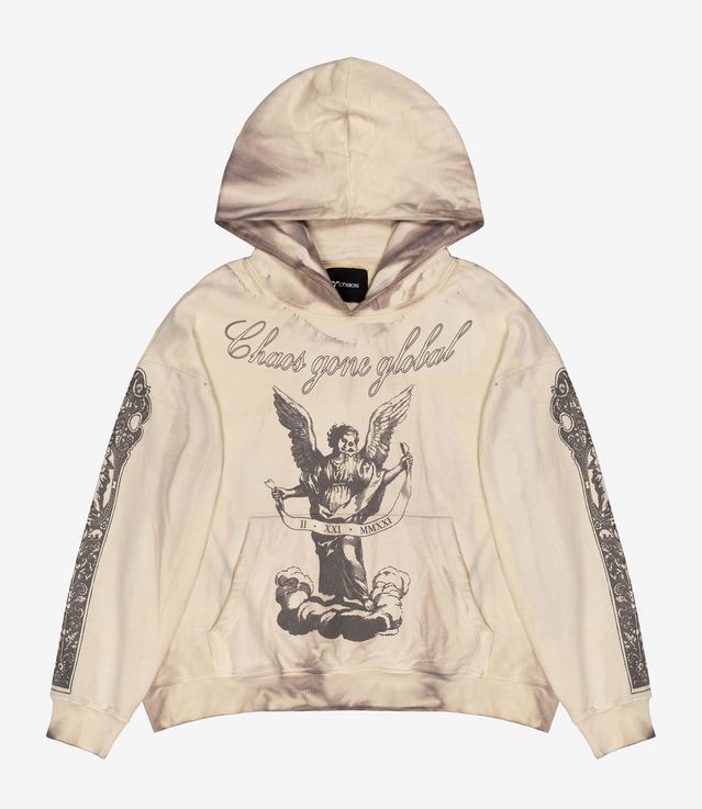 Shop Chaos Gone Global Angel Hoodie Washed Beige at itk online store
