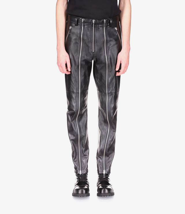【送料&関税込】ChloAC Leather Trousers Soft Black Leather Cargo Pants - Casual & Durable Style