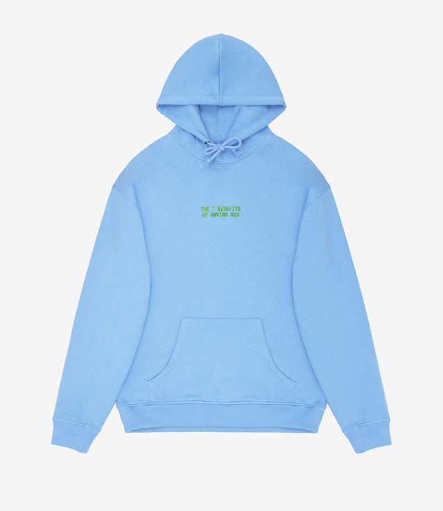 Shop Carne Bollente 7 Sex Benefits Hoodie Blue at itk online store