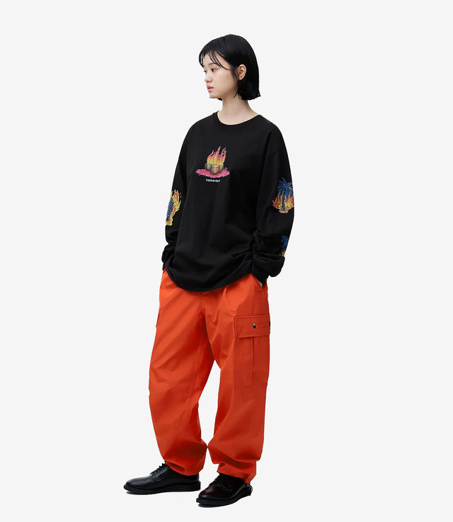 Shop Thisisneverthat Burning Palm Tree L/S Tee Off Black at