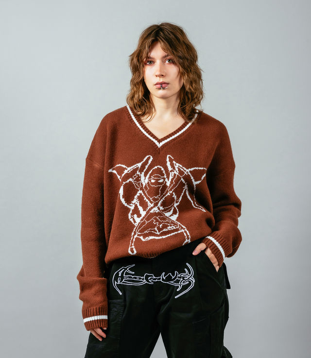 Shop Heaven Can Wait Reaper Knit Brown at itk online store