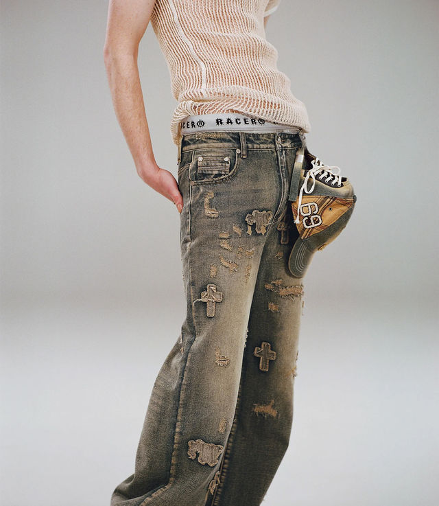【KOOLOSET】Ghost Washing Cargo Banding Denim KOOLOSET (クロゼット) - ゴーストウォッシュ加工カーゴ