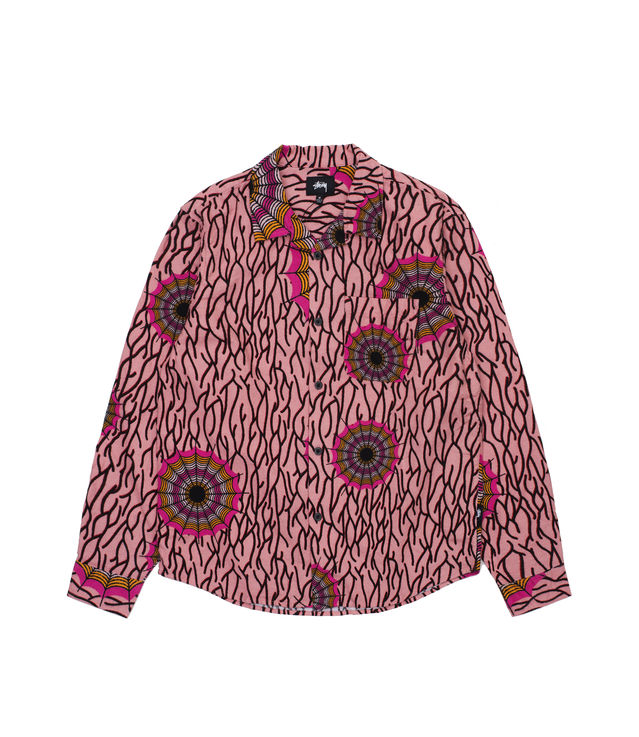 Shop Stussy Spider Web Flannel LS Shirt Pink at itk online store