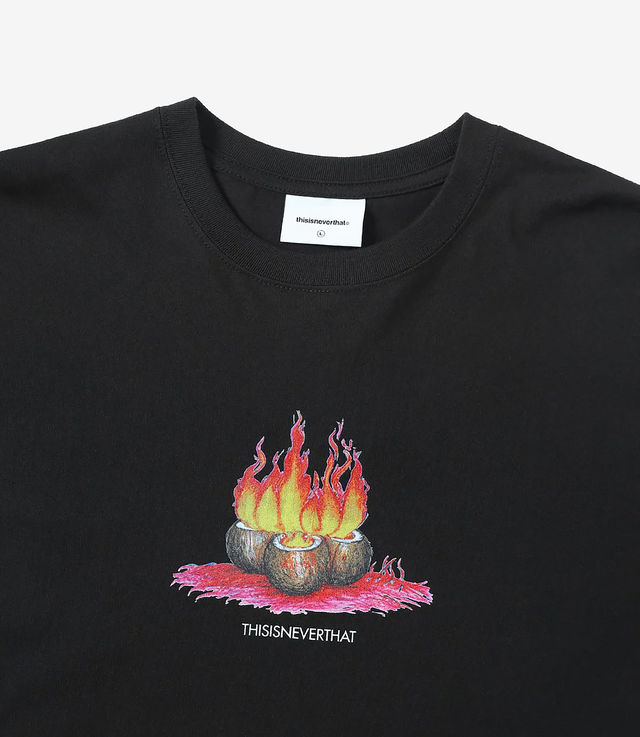 Shop Thisisneverthat Burning Palm Tree L/S Tee Off Black at