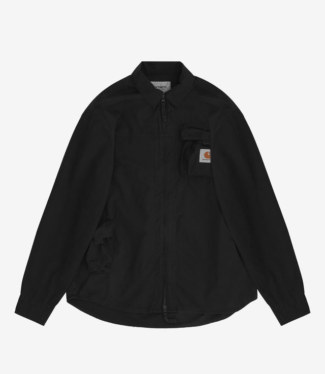 Shop Carhartt WIP L/S Berm Shirt Cotton Poplin Black Garment Dyed