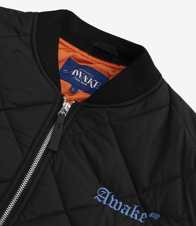 Shop Awake NY Quilted Patch Bomber Jacket Black at itk online store